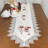 Caminho de Mesa Natalino Bordado Com Guippir 2.20m Branco Papai Noel