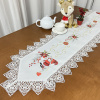 Caminho de Mesa Natalino Bordado Com Guippir 2.20m Branco Papai Noel
