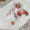 Caminho de Mesa Natalino Bordado Com Guippir 2.20m Branco Papai Noel