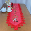 Caminho de Mesa Natalino Bordado Com Guippir 2.20m Vermelho Papai Noel
