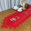 Caminho de Mesa Natalino Bordado Com Guippir 2.20m Vermelho Papai Noel