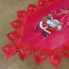 Caminho de Mesa Natalino Bordado Com Guippir 2.20m Vermelho Papai Noel