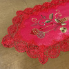 Caminho de Mesa Natalino Bordado Com Guippir 2.20m Vermelho Vela