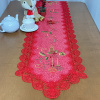 Caminho de Mesa Natalino Bordado Com Guippir 2.20m Vermelho Vela