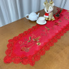 Caminho de Mesa Natalino Bordado Com Guippir 2.20m Vermelho Vela