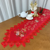 Caminho de Mesa Natalino Bordado Com Guippir 2.20m Vermelho Vela C/Floral Branco