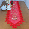 Caminho de Mesa Natalino Bordado Com Guippir 2.20m Vermelho Vela C/Floral Branco