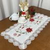 Caminho de Mesa Natalino Bordado Com Guippir 90cm Branco Guirlanda
