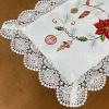 Caminho de Mesa Natalino Bordado Com Guippir 90cm Branco Guirlanda