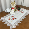 Caminho de Mesa Natalino Bordado Com Guippir 90cm Branco Papai Noel