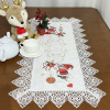 Caminho de Mesa Natalino Bordado Com Guippir 90cm Branco Papai Noel