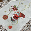 Caminho de Mesa Natalino Bordado Com Guippir 90cm Branco Papai Noel