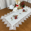 Caminho de Mesa Natalino Bordado Com Guippir 90cm Branco Vela