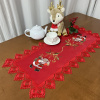 Caminho de Mesa Natalino Bordado Com Guippir 90cm Vermelho Papai Noel