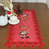 Caminho de Mesa Natalino Bordado Com Guippir 90cm Vermelho Papai Noel