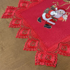 Caminho de Mesa Natalino Bordado Com Guippir 90cm Vermelho Papai Noel