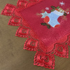 Caminho de Mesa Natalino Bordado Com Guippir 90cm Vermelho Sino C/Meia Azul