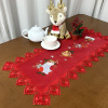 Caminho de Mesa Natalino Bordado Com Guippir 90cm Vermelho Sino C/Meia Azul