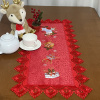 Caminho de Mesa Natalino Bordado Com Guippir 90cm Vermelho Sino C/Meia Azul