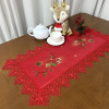 Caminho de Mesa Natalino Bordado Com Guippir 90cm Vermelho Vela