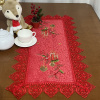 Caminho de Mesa Natalino Bordado Com Guippir 90cm Vermelho Vela