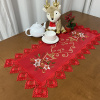 Caminho de Mesa Natalino Bordado Com Guippir 90cm Vermelho Vela C/Floral Branco