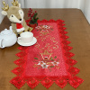 Caminho de Mesa Natalino Bordado Com Guippir 90cm Vermelho Vela C/Floral Branco