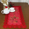Caminho de Mesa Natalino Bordado Com Guippir 90cm Vermelho Vela II