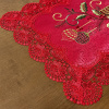 Caminho de Mesa Natalino Bordado Com Guippir 90cm Vermelho Vela II