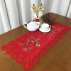 Caminho de Mesa Natalino Bordado Com Guippir 90cm Vermelho Vela II
