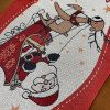 Caminho de Mesa Natalino em Tear 1,50m Papai Noel no Trenó