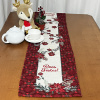 Caminho de Mesa Natalino em Tear 1,50m Xadrez Vermelho C/Floral Boas Festas