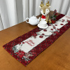 Caminho de Mesa Natalino em Tear 1,50m Xadrez Vermelho C/Floral Boas Festas