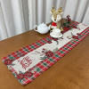 Caminho de Mesa Natalino em Tear 1,50m Xadrez Vermelho Feliz Natal