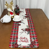 Caminho de Mesa Natalino em Tear 1,50m Xadrez Vermelho Feliz Natal