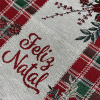 Caminho de Mesa Natalino em Tear 1,50m Xadrez Vermelho Feliz Natal