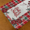 Caminho de Mesa Natalino em Tear 1,50m Xadrez Vermelho Feliz Natal