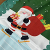 Caminho de Mesa Natalino em tecido Papai Noel C/Saco de Presente 1.50m