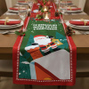 Caminho de Mesa Natalino Vermelho em Tecido Papai Noel na Chaminé 1.50m