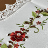 Caminho de Mesa Trilho Bordado C/Guippir Elegance Branco C/Flores Vermelhas I 1,50mt