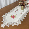 Caminho de Mesa Trilho Bordado C/Guippir Elegance Creme C/Rosas 1,50mt