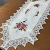 Caminho de Mesa Trilho Bordado C/Guippir Elegance Branco C/Rosas 2.20m