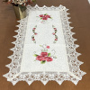 Caminho de Mesa Trilho Bordado C/Guippir Elegance Creme C/Rosas 90cm