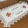 Caminho de Mesa Trilho Bordado C/Guippir Elegance Creme C/Rosas 90cm