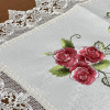 Caminho de Mesa Trilho Bordado C/Guippir Elegance Creme C/Rosas 90cm