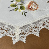 Caminho de Mesa Trilho Bordado C/Guippir Elegance Creme C/Flor Laranja e Cinza 1.80m