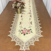 Caminho de Mesa Trilho Bordado C/Guippir Elegance Dourado C/Flor Rosa II 2,20mt