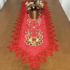Caminho de Mesa Trilho Bordado C/Guippir Elegance Vermelho Girassol 2,20mt