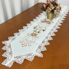Caminho de Mesa Trilho Bordado C/Guippir Romance Branco C/Flor Avelã 2,20mt
