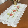 Caminho de Mesa Trilho Bordado C/Guippir Romance Branco C/Flores Goiaba 90cm